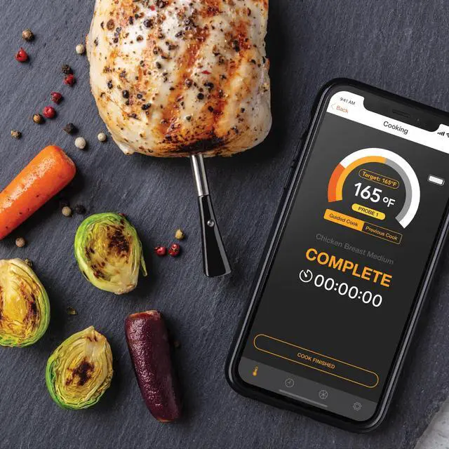 Alt view image 4 of 6 - Stake Wireless Bluetooth Meat Thermometer, Battery-Free Probe, 2-Min USB Charge (Up to 4 Hrs), 32-ft App Range (iOS/Android), 572°F Ceramic Handle, Alerts, Graphs & Up to 8 Probes (BT-150)