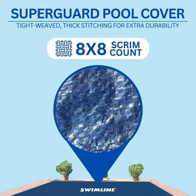 Alt view image 2 of 6 - HYDROTOOLS Super Guard Heavy Duty Pool Cover For Above Ground Swimming Pools |21 X 37 FT Cover | Blue / Black | Water Tube Sleeves | UV Protected For 16X32 FT Rectangle Pools | CO82137R