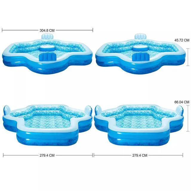 Alt view image 4 of 6 - Members Mark Elegant Family Pool 10 Feet Long 2 Inflatable Seats with Backrests - 1 Pack