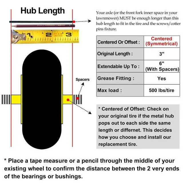 Alt view image 3 of 6 - Two New T157 Ribbed 4.80/4.00-8" Flat Free Wheelbarrow/Cart Universal 16" Tires w/Steel Rim, Bore 5/8" or 3/4", Hub 3-6"
