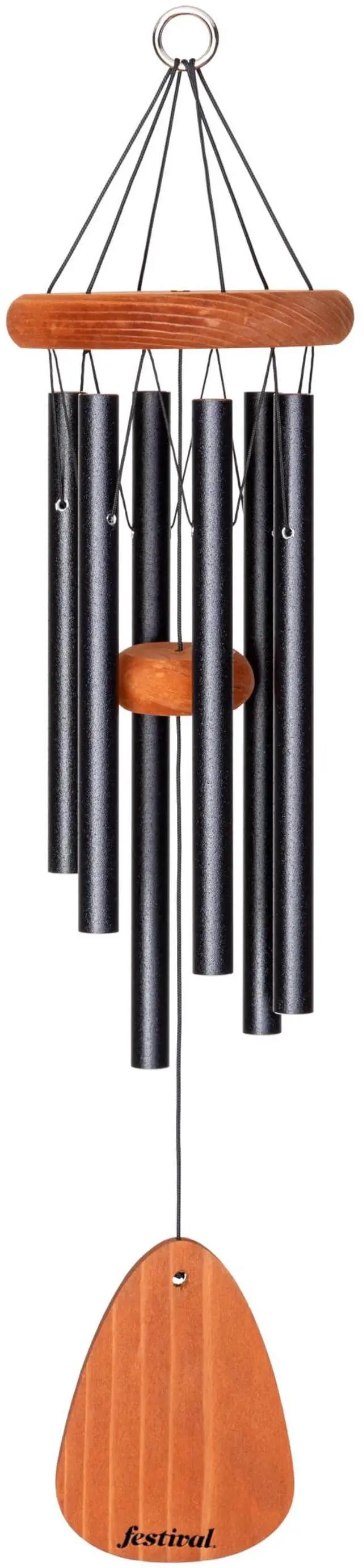 Main image of 24-inch Redwood Wind Chime in Black by Wind River for Patio, Backyard, Garden, and Outdoor décor. Made in the USA