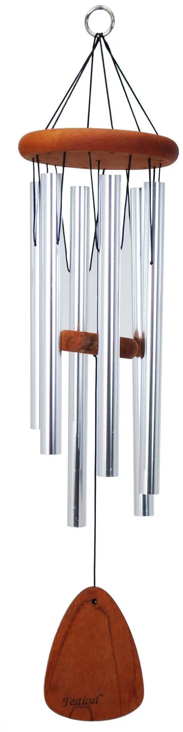 Main image of 24-inch Redwood Wind Chime in Silver by Wind River for Patio, Backyard, Garden, and Outdoor décor. Made in the USA