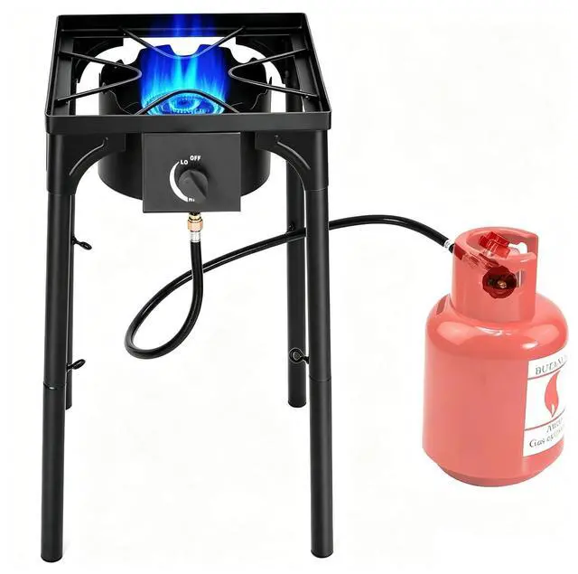 Main image of Outdoor Single Burner Stove, High Pressure Burner Stand Max. 100,000 BTU, 0-20 PSI Regulator Detachable Legs, Portable Propane Grill Burner Stove for Camping Picnic Cookout