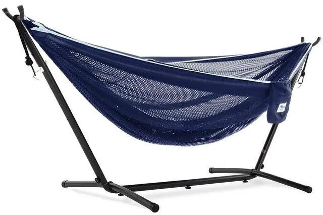 Main image of C9MESH-42 Hammock with Stand, Navy and Turquoise