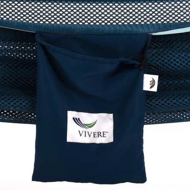 Alt view image 4 of 5 - C9MESH-42 Hammock with Stand, Navy and Turquoise