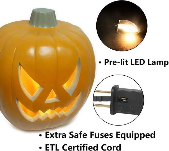 Alt view image 3 of 6 - 21" Jack-O-Lantern Halloween Plastic Pumpkin Lantern Jack o Lanterns Lighted Pumpkin Decorations with LED Bulb for Indoor/Outdoor Decoration