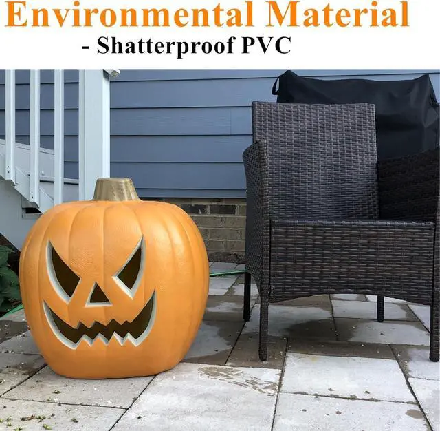 Alt view image 5 of 6 - 21" Jack-O-Lantern Halloween Plastic Pumpkin Lantern Jack o Lanterns Lighted Pumpkin Decorations with LED Bulb for Indoor/Outdoor Decoration