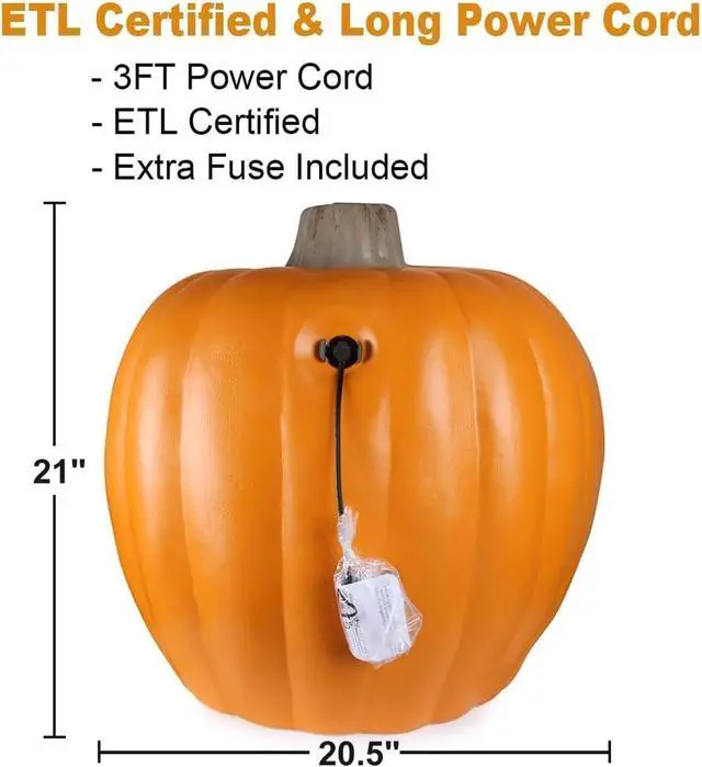 Alt view image 6 of 6 - 21" Jack-O-Lantern Halloween Plastic Pumpkin Lantern Jack o Lanterns Lighted Pumpkin Decorations with LED Bulb for Indoor/Outdoor Decoration
