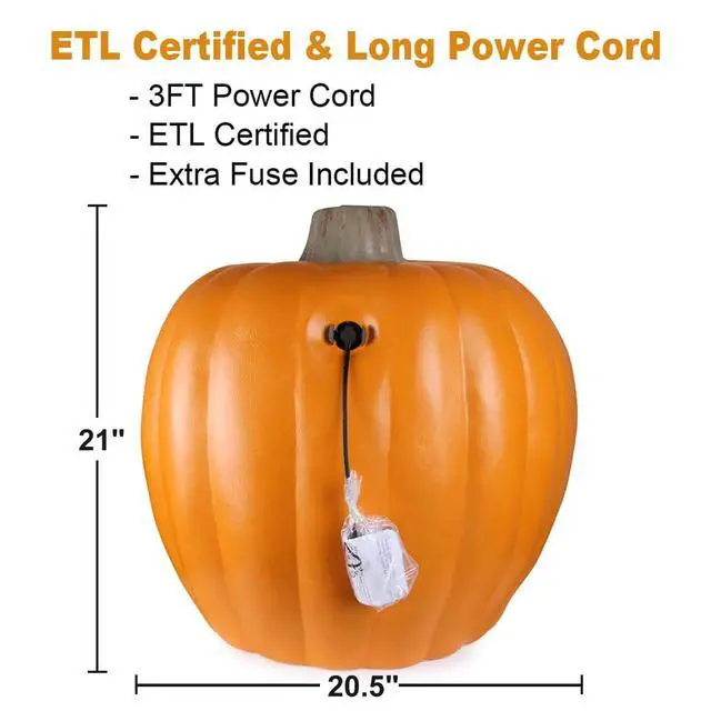 Alt view image 3 of 6 - 20" Jack O Lantern Halloween Pumpkin Lantern Large Light Up Pumpkin Decorations, Lighted Pumpkin with LED Bulb Indoor/Outdoor Pumpkin Decoration