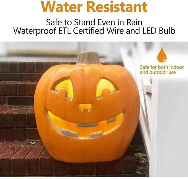 Alt view image 4 of 6 - 20" Jack O Lantern Halloween Pumpkin Lantern Large Light Up Pumpkin Decorations, Lighted Pumpkin with LED Bulb Indoor/Outdoor Pumpkin Decoration