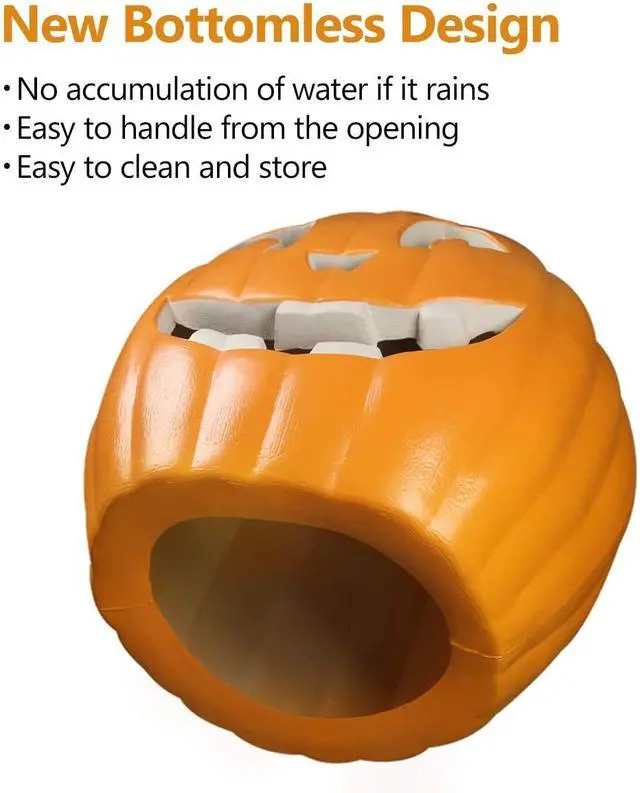 Alt view image 5 of 6 - 20" Jack O Lantern Halloween Pumpkin Lantern Large Light Up Pumpkin Decorations, Lighted Pumpkin with LED Bulb Indoor/Outdoor Pumpkin Decoration