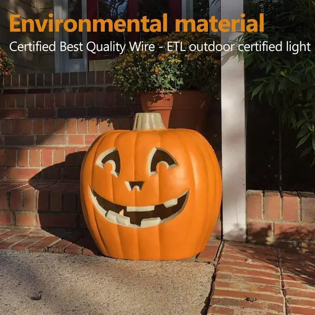 Alt view image 6 of 6 - 20" Jack O Lantern Halloween Pumpkin Lantern Large Light Up Pumpkin Decorations, Lighted Pumpkin with LED Bulb Indoor/Outdoor Pumpkin Decoration