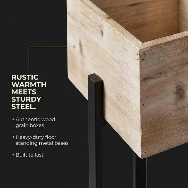 Alt view image 4 of 6 - Raised Wooden Garden Boxes on Metal Stands Set - 3 Pieces