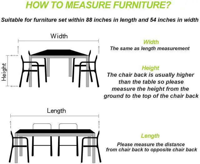 Alt view image 6 of 6 - 2020 Upgraded Patio Furniture Covers, 100% Waterproof Rectangular Patio Table Cover, 90" L x 56" W x 27.5" H 600D Tear-Resistant Sofa, Table and Chair Outdoor Furniture Set Covers