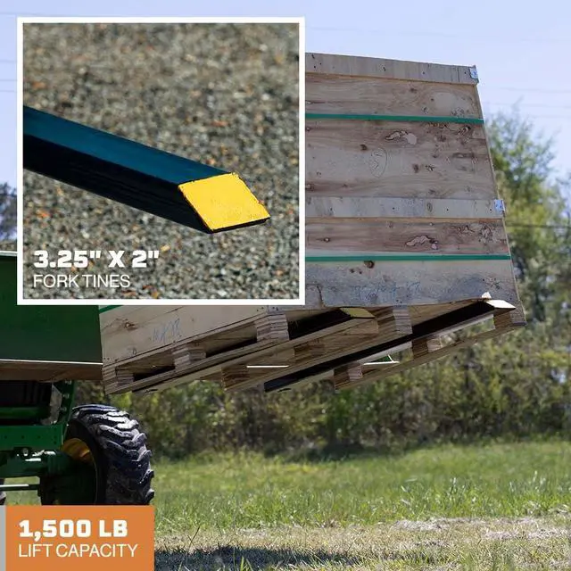 Alt view image 4 of 6 - Light-Duty 43" Clamp-On Pallet Forks, 30" x 3" Fork Length, Rated 1,500 LB, Easy to Install on Loader or Skid Steer Bucket