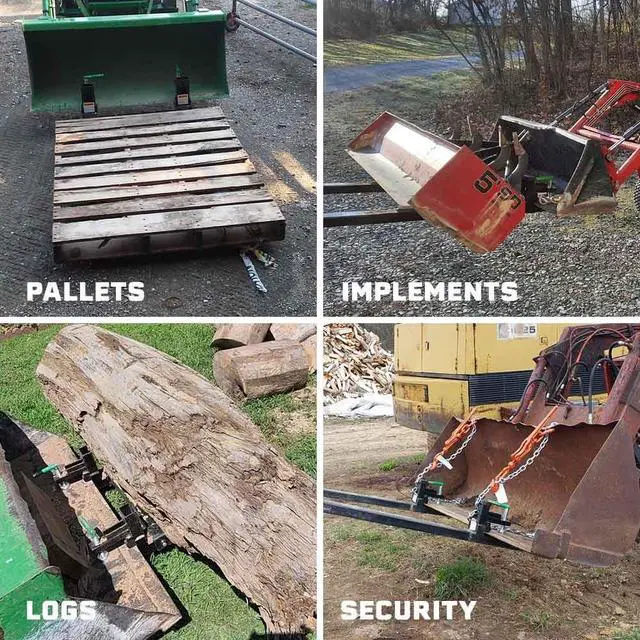 Alt view image 5 of 6 - Light-Duty 43" Clamp-On Pallet Forks, 30" x 3" Fork Length, Rated 1,500 LB, Easy to Install on Loader or Skid Steer Bucket