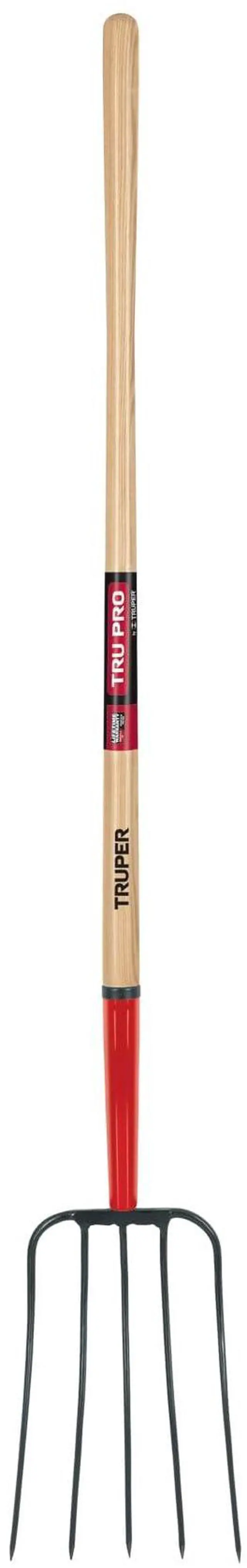 Main image of Tru Pro 5-Tine Manure Fork, 54-Inch Premium White Ash Wood Handle, Forged Steel Head, Heavy-Duty Agricultural & Farm Tool (Model BPJ-5E / 30314)