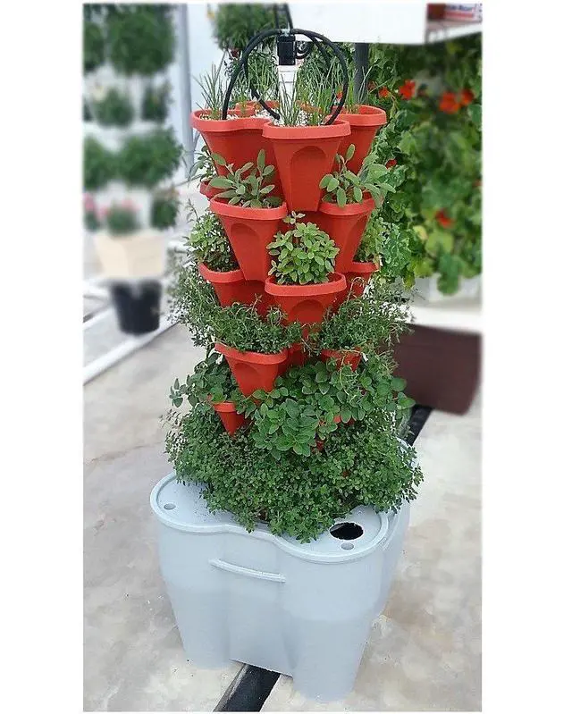 Alt view image 6 of 6 - LARGE 64 Quart Stackable Planter 5-Pack - Grow More In Less Space - Plant Pots and Stack - DIY Vertical Gardening System - For Growing Veggies, Herbs, Garden Greens, Starwberries (Terracotta)