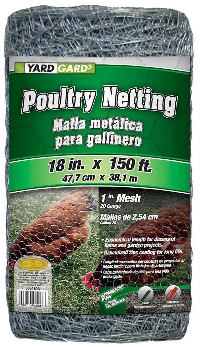 Main image of 1 Inch Twisted Mesh Wire Fence 18 Inches by 150 Feet 20 Gauge Galvanized Steel for Poultry Netting | Chicken Coops | Garden Protection and Small Animal Enclosures