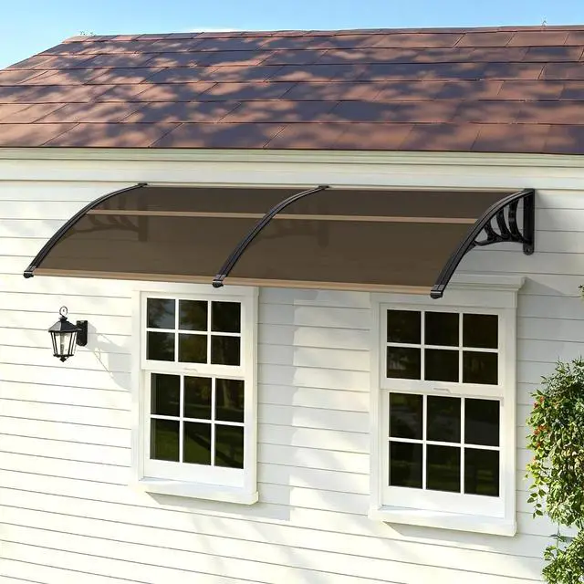 Alt view image 5 of 6 - 40" x 80" DIY Polycarbonate Door Canopy, Outdoor Front Door Window Awning, Waterproof Rain Shelter with Metal Support Frame for Patio Entry