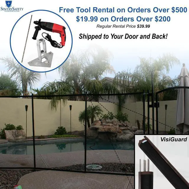 Alt view image 2 of 6 - VisiGuard - The Most See-Through Pool Fence on The Market | Removable Child Safety Fence (Brown, 5'x10')