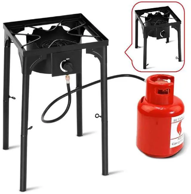 Main image of Single Camping Stove Outdoor, High Pressure One Burner Propane Gas Camp Stove w/Detachable Legs, 100,000 BTU Output, 0-20 PSI Regulator, Portable Outdoor Burners for Cooking Camping