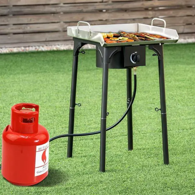 Alt view image 2 of 6 - Single Camping Stove Outdoor, High Pressure One Burner Propane Gas Camp Stove w/Detachable Legs, 100,000 BTU Output, 0-20 PSI Regulator, Portable Outdoor Burners for Cooking Camping