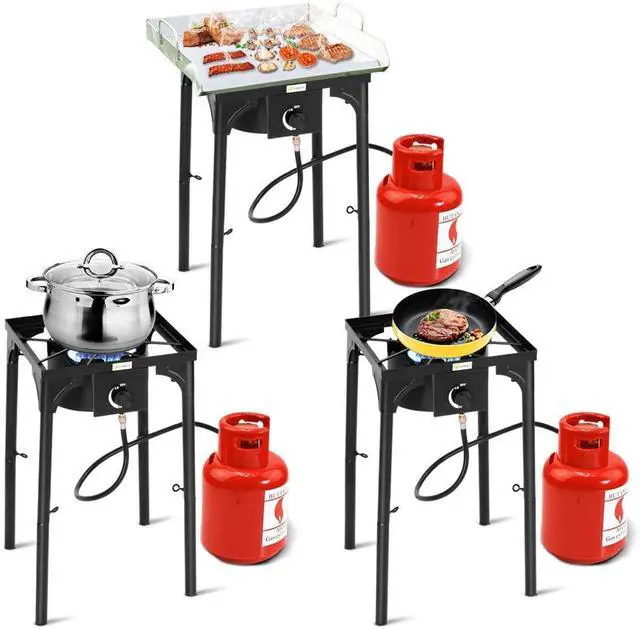 Alt view image 3 of 6 - Single Camping Stove Outdoor, High Pressure One Burner Propane Gas Camp Stove w/Detachable Legs, 100,000 BTU Output, 0-20 PSI Regulator, Portable Outdoor Burners for Cooking Camping