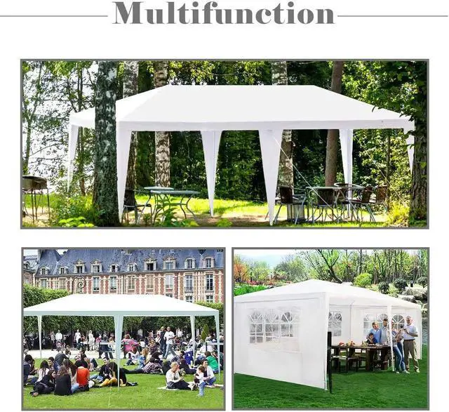 Alt view image 2 of 6 - 10'x20' Party Canopy Tent Outdoor Wedding Tent Waterproof UV Protection Gazebo Pavilion with 4 Removable Sidewalls Heavy Duty Portable Camping Shelter BBQ Pavilion Canopy Cater Events, White