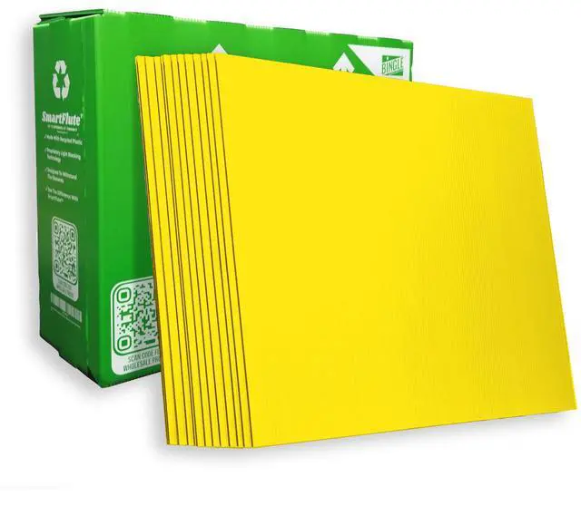 Main image of 4MM YELLOW Blank Signs 24" x 18" Sheets High Grade Corrugated Plastic Short-Flute Indoor/Outdoor - Bulk Bundles (50)