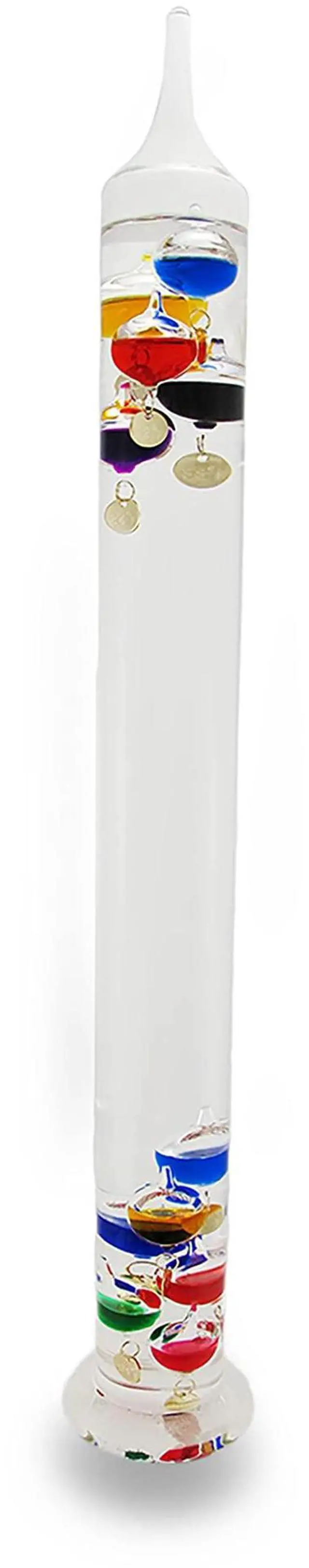 Main image of Exquisite 22-Inch High Glass Galileo Thermometer: Featuring 11 Colored Liquid-Filled Bubbles for Precision Temperature Readings and Decorative Elegance in Home or Office
