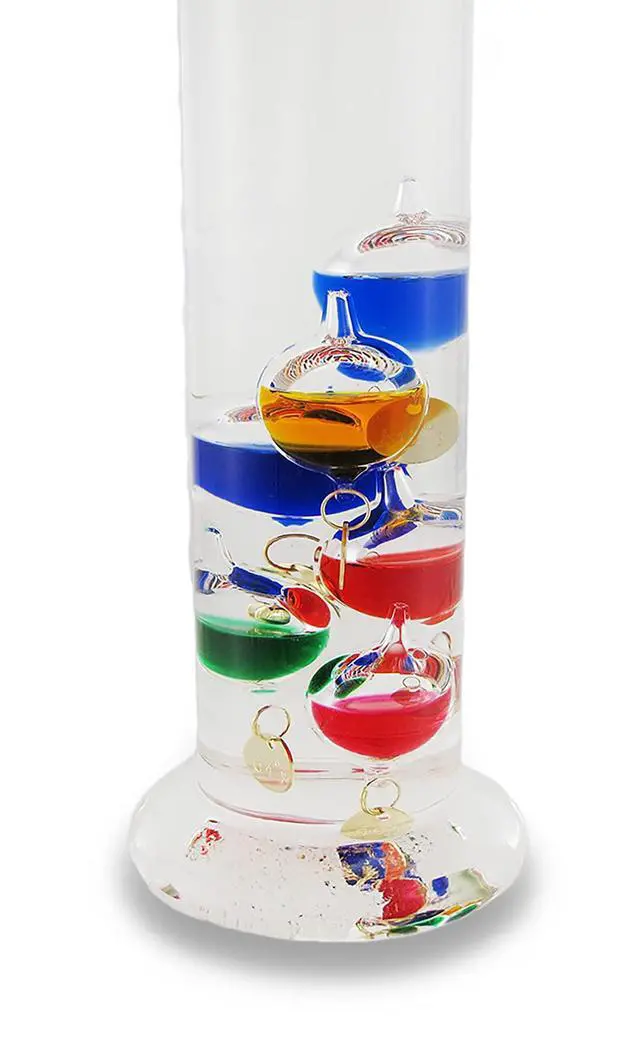 Alt view image 2 of 3 - Exquisite 22-Inch High Glass Galileo Thermometer: Featuring 11 Colored Liquid-Filled Bubbles for Precision Temperature Readings and Decorative Elegance in Home or Office