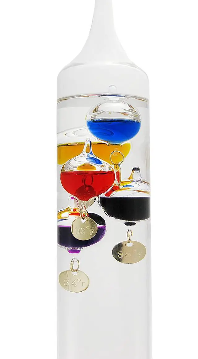 Alt view image 3 of 3 - Exquisite 22-Inch High Glass Galileo Thermometer: Featuring 11 Colored Liquid-Filled Bubbles for Precision Temperature Readings and Decorative Elegance in Home or Office