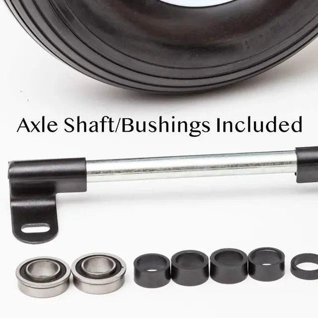 Alt view image 3 of 4 - Flat Free Universal Wheelbarrow Replacement Tire | Complete Wheel Assembly | White Rim and Ribbed Tread | 16" Wheel | Adapter Kit Included