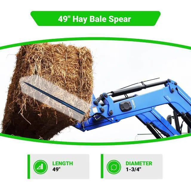 Alt view image 3 of 5 - 49" Hay Bale Spear 3000 LBs Capacity, C-2 Bale Spike Square Tapered Forged - 1 3/4" Conus 2, Bale Hay Spike with Hex Nut