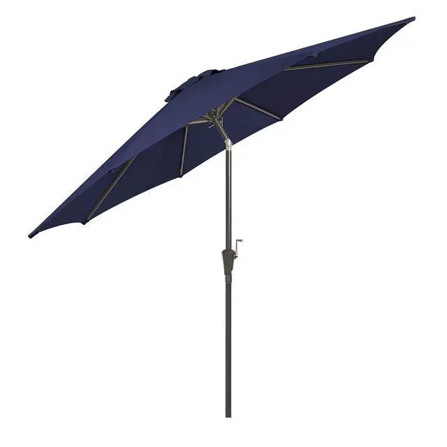 Alt view image 4 of 6 - 9 Ft Patio Umbrella Outdoor Table Market Umbrellas With Push Button Tilt&Crank Lift,8 Ribs(Navy blue)