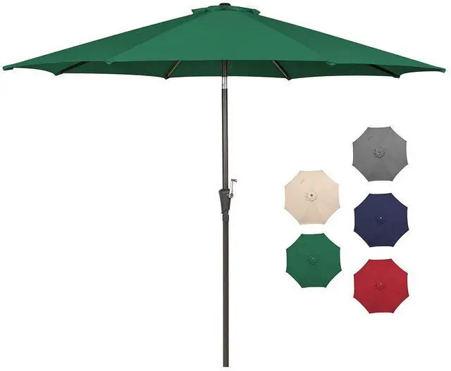 Main image of 9 Ft Patio Umbrella Outdoor Table Market Umbrellas With Push Button Tilt&Crank Lift for Garden, Deck, Backyard and Pool,8 Ribs(9 FT,Green)