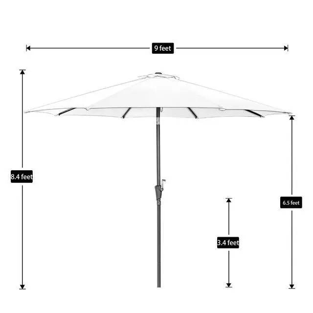 Alt view image 5 of 6 - 9 Ft Patio Umbrella Outdoor Table Market Umbrellas With Push Button Tilt&Crank Lift for Garden, Deck, Backyard and Pool,8 Ribs(9 FT,Green)