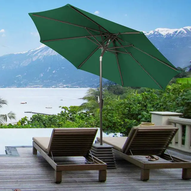 Alt view image 6 of 6 - 9 Ft Patio Umbrella Outdoor Table Market Umbrellas With Push Button Tilt&Crank Lift for Garden, Deck, Backyard and Pool,8 Ribs(9 FT,Green)