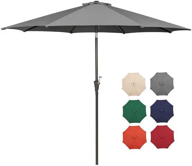 Main image of 9 Ft Patio Umbrella Outdoor Market Patio Umbrellas With Steel Pole, Push Button Tilt, Easy Crank Lift (9 FT, Cooling gray)