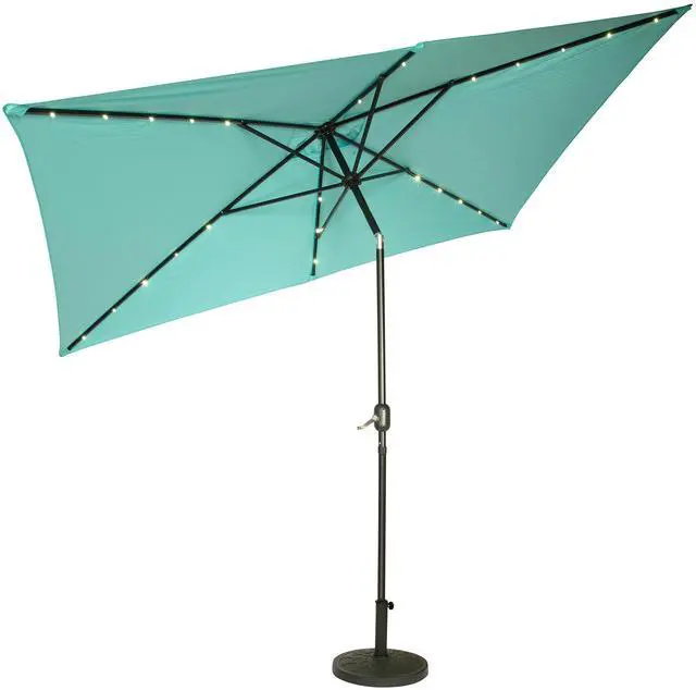 Main image of Rectangular Solar Powered LED Lighted Patio Umbrella - 10' x 6.5' (Teal)