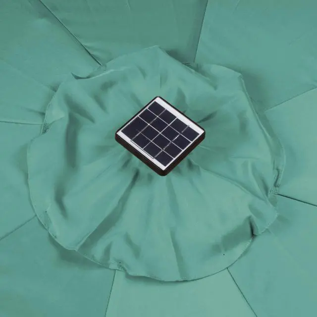 Alt view image 2 of 2 - Rectangular Solar Powered LED Lighted Patio Umbrella - 10' x 6.5' (Teal)