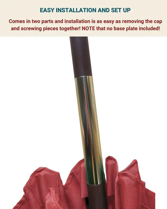 Alt view image 4 of 6 - 7 ft Brick Red Wood Outdoor Patio Umbrella Market Style - Tilt Mechanism Eucalyptus Teak Oil Finish