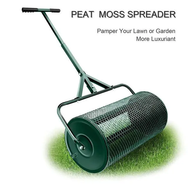 Alt view image 3 of 6 - 24 in Compost Spreader for Lawn Garden Yard Upgraded Hook Shaped Handle Moss Durable Lightweight for Planting, Seeding (Green/24 in/T-Style)