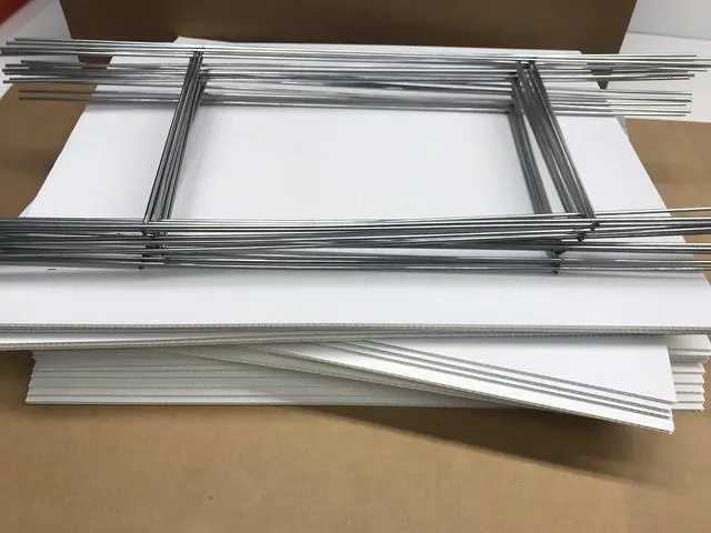 Alt view image 2 of 6 - Yard Signs 20 White Signs 18''x24'' x 4mm Corrugated Plastic & 20 Double H-Frame Stake 10''x30'' 9 Gauge Galvanized Wire Yard Sign Stake