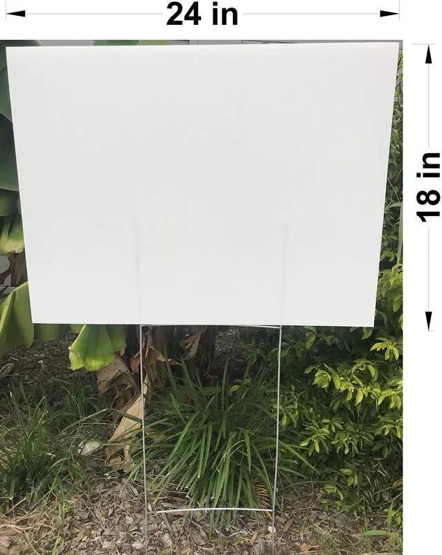 Alt view image 4 of 6 - Yard Signs 20 White Signs 18''x24'' x 4mm Corrugated Plastic & 20 Double H-Frame Stake 10''x30'' 9 Gauge Galvanized Wire Yard Sign Stake