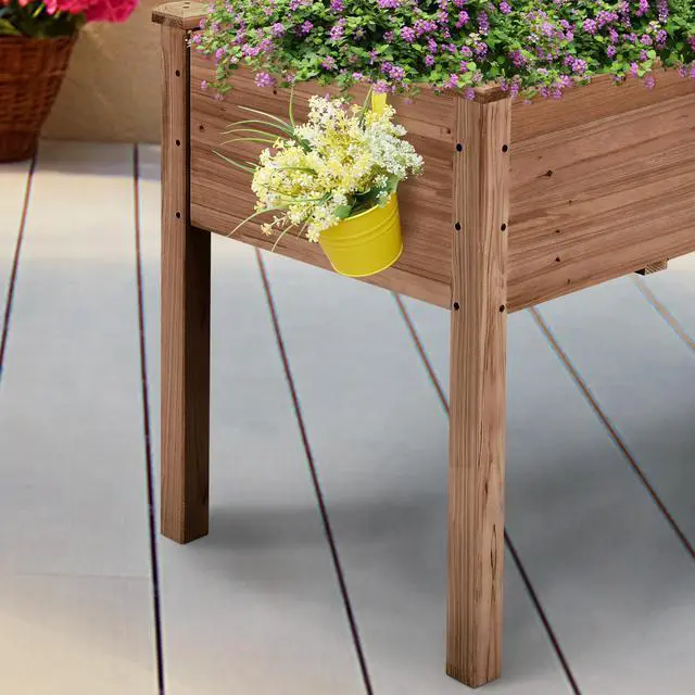 Alt view image 2 of 6 - Wooden Garden Planter Boxes 48 X 23 X 30in Elevated Raised Garden Bed Outdoor with Legs Wooden Gardening Box for Flower/Vegetable/Herb/Tomato/Backyard/Patio, 1pc
