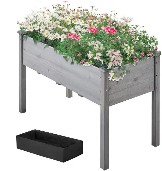 Main image of Elevated Planter Bed Outdoor, Wooden Raised Garden Bed, Rectangle Raised Bed with Stable Structure Wooden Garden Box Standing Planter for Garden/Patio/Backyard/Outdoor