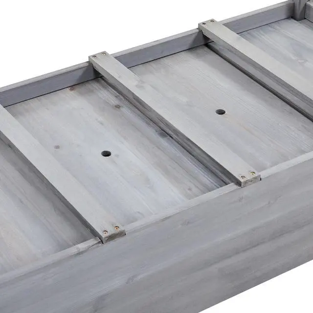 Alt view image 5 of 6 - Elevated Planter Bed Outdoor, Wooden Raised Garden Bed, Rectangle Raised Bed with Stable Structure Wooden Garden Box Standing Planter for Garden/Patio/Backyard/Outdoor
