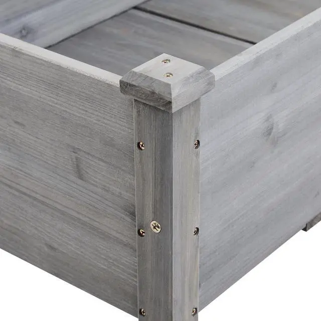 Alt view image 6 of 6 - Elevated Planter Bed Outdoor, Wooden Raised Garden Bed, Rectangle Raised Bed with Stable Structure Wooden Garden Box Standing Planter for Garden/Patio/Backyard/Outdoor